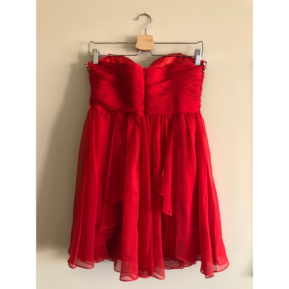 Red sequin strapless Dave & Johnny prom dress - Picture 2 of 5